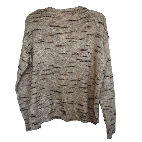 Max Studio Oatmeal Marled Knit Long Sleeve Pullover Sweater - Picture 3 of 8